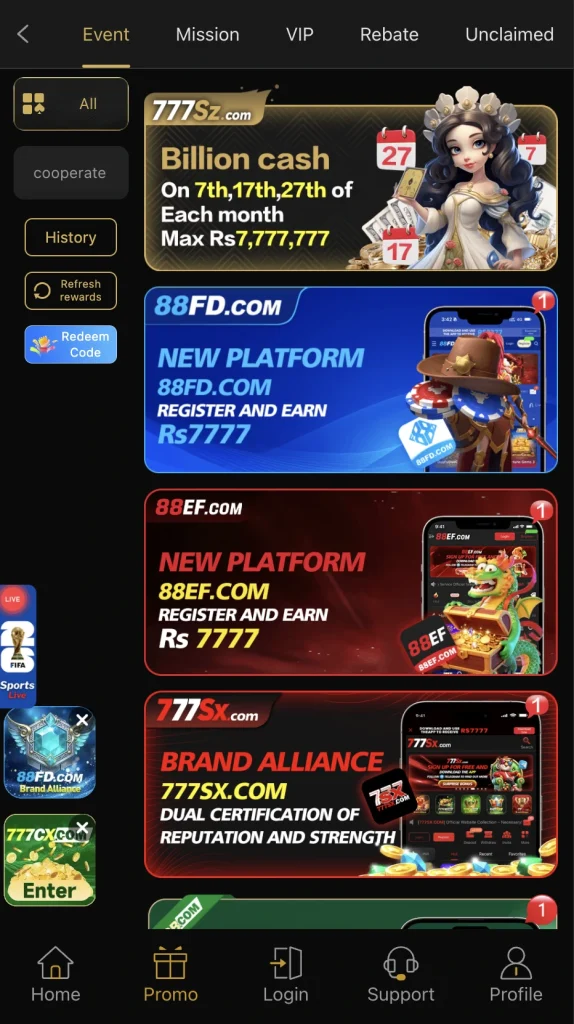 Bonuses and promotions on 777 SZ